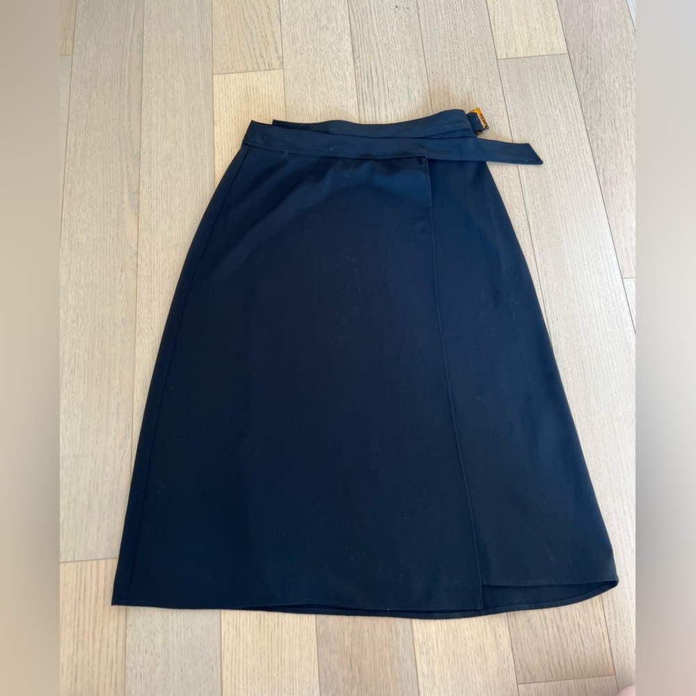 Max Studio Classic Black A-Line Wrap Skirt